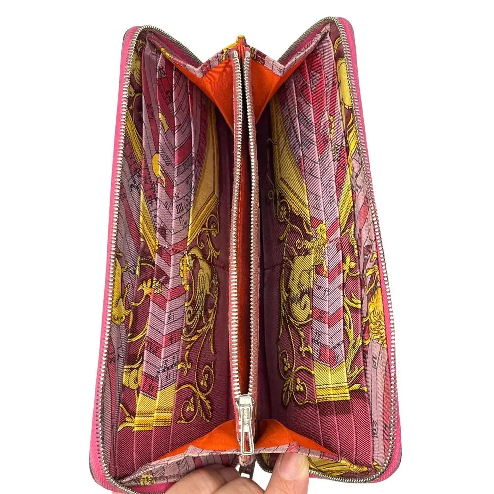 Hermès Azap Long Silk’In Classique Wallet Pink Rose Epsom Leather Astrologie